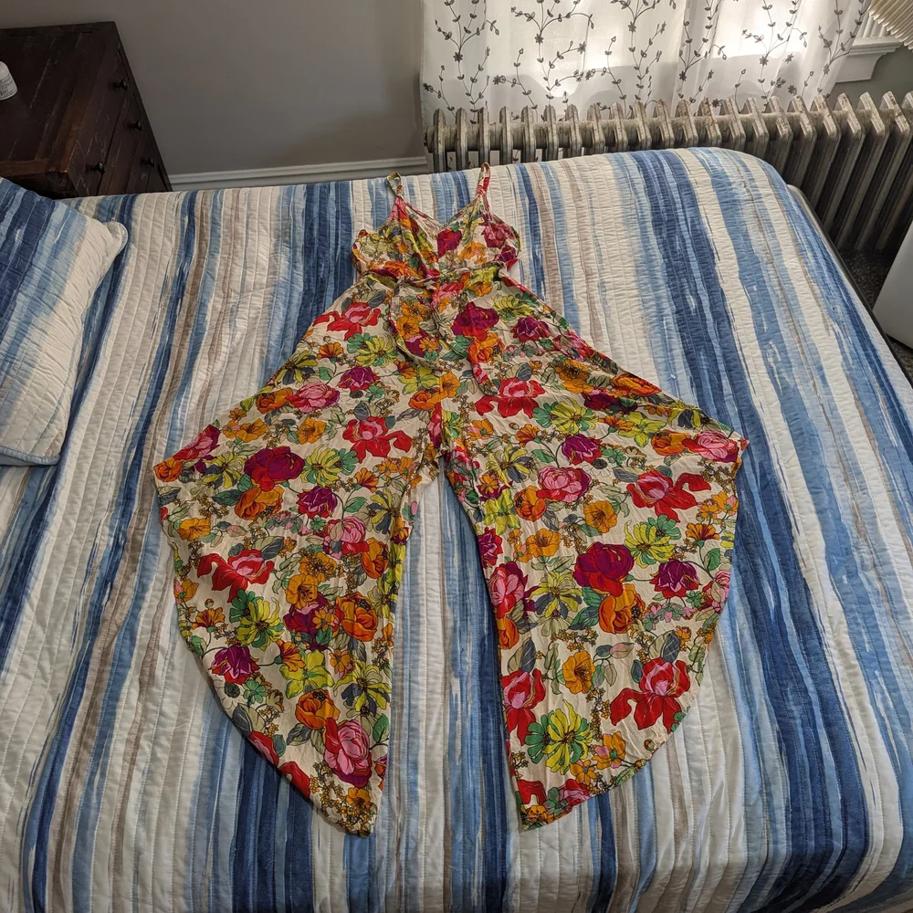 MSK Red and Yellow Asymmetrical High-Low Jumpsuit - Picture 3 of 7